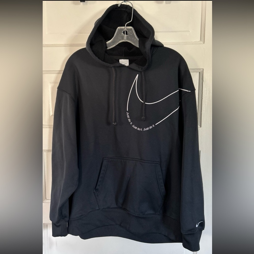 Nike Men's Therma Fit Black Just Do It Hoodie with Front Pockets. Size Medium